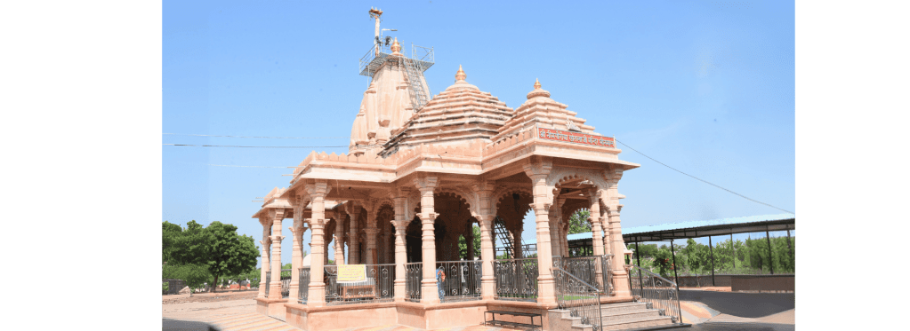 The Neem Gauria Kshetrapal Temple, nestled in a serene setting, showcasing its traditional architecture and spiritual significance, dedicated to Kshetrapal, revered for his guardianship and protection over the local community.